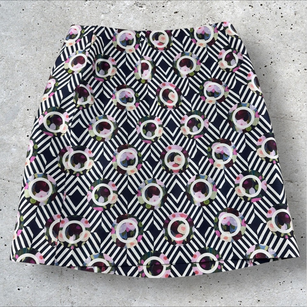 Abbey Glass Tuckernuck Silk Wool Geometric Floral Abstract Mini Skirt‎ Sz 2